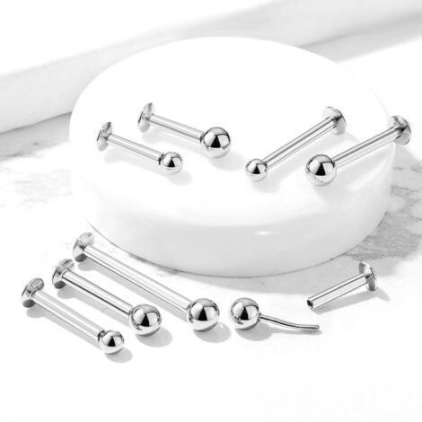 Labret Cartilage Stud with Threadless Push In Ball Top/ Convex Base - Image 3