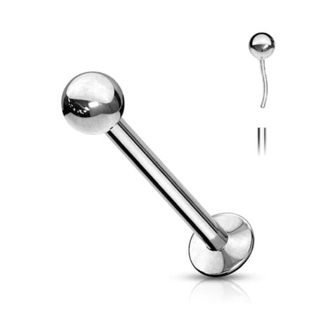 Labret Cartilage Stud with Threadless Push In Ball Top/ Convex Base