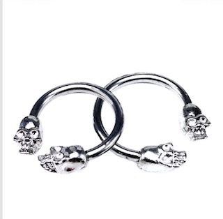 Horseshoe Circular Barbell with Skull Heads Externally Threaded - Image 2