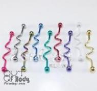 Industrial Barbell Wave Centre W/ Colourful Titanium Plating