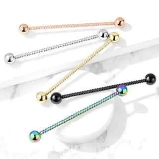14G Twisted Rope Industrial Barbell PVD over 316L S Steel