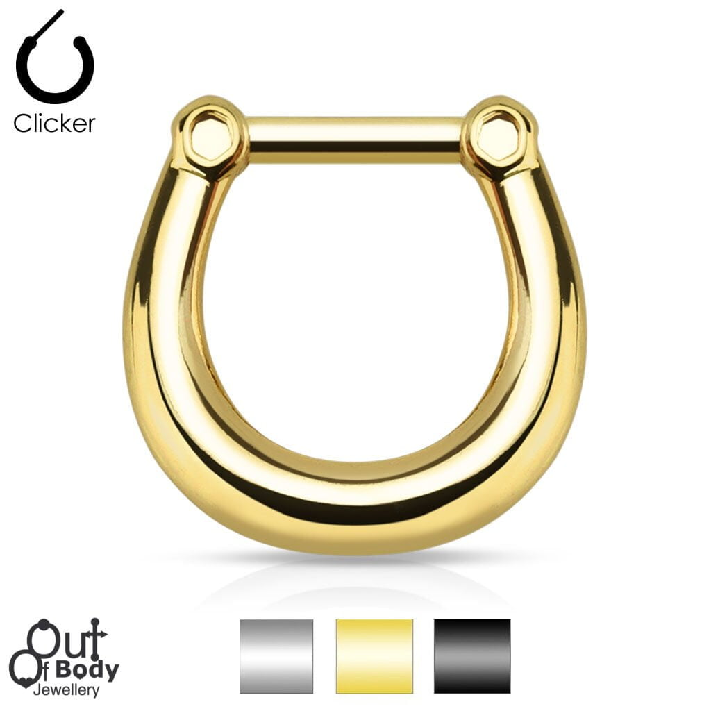 Septum Clicker Hinged Plain U Shape Nose Ring