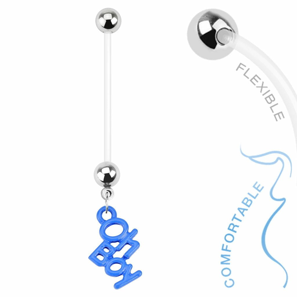 Bioflex Pregnany Belly Ring W/ Blue Oh Boy Charm