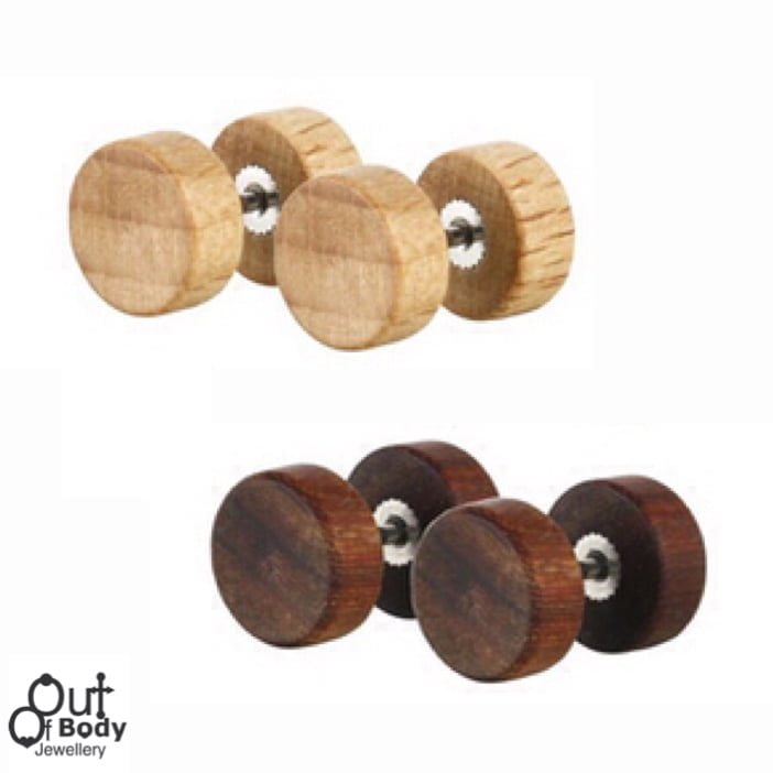 Fake Plug W/ Brown Or Natural Wood Top