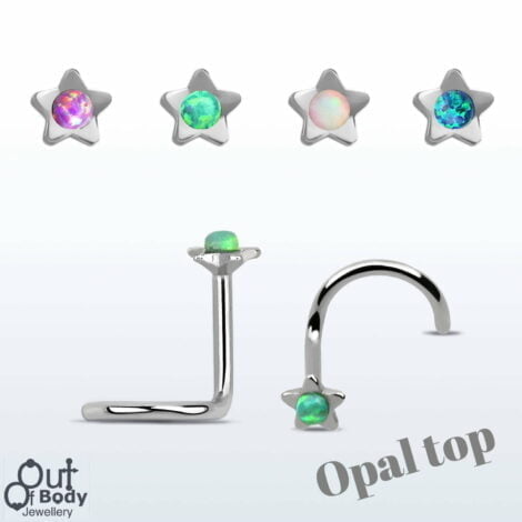 20G Opal Shimmer Centered Star Top Nose Screw