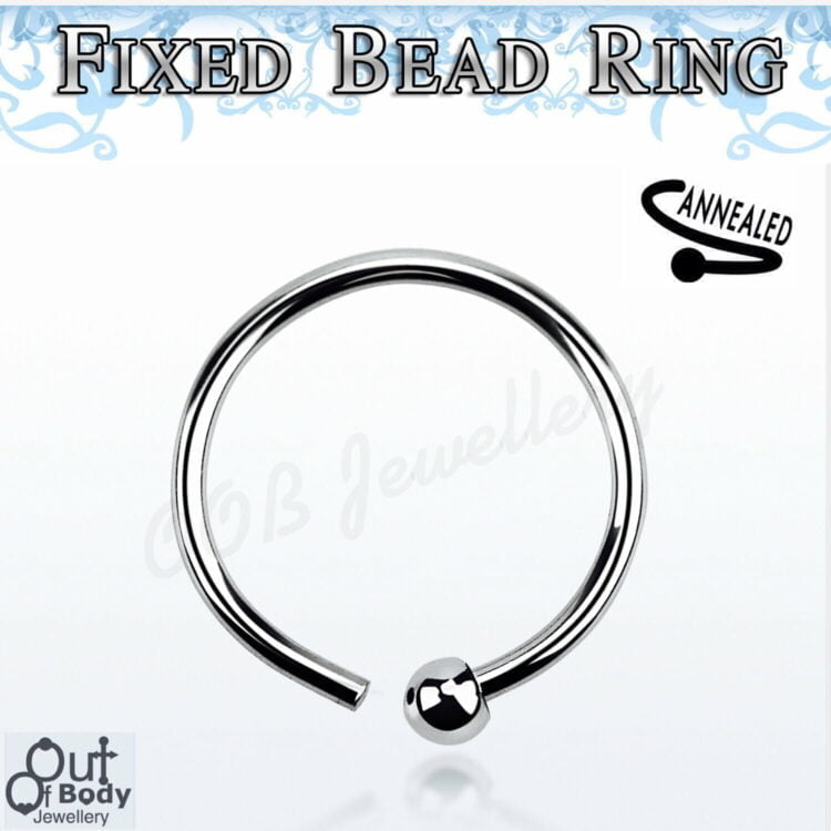 Hoop Nose Ring W/ Fixed Micro Ball In Mixed Size 316L Steel