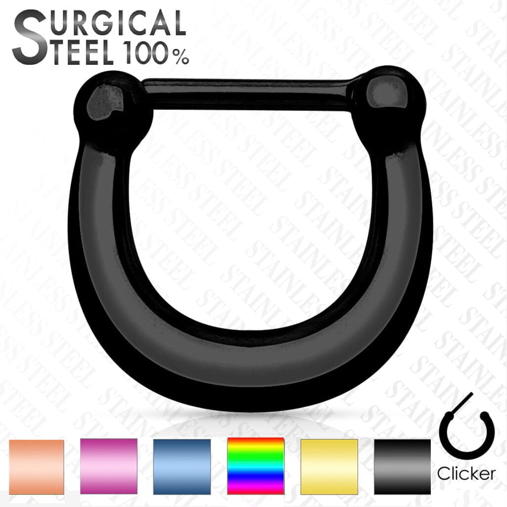 Septum Clicker All 316L Steel With Plain Titanium Colours