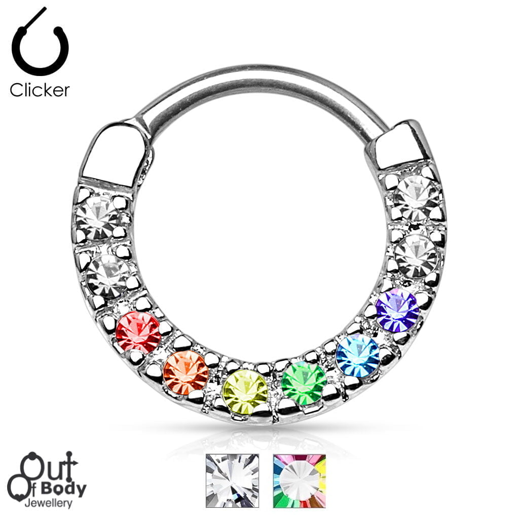 Septum Clicker Round Hinged Line of CZ Gems