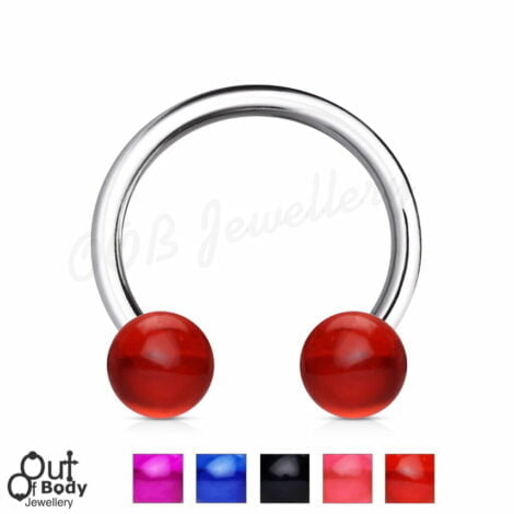 316L Steel Horseshoe Circular Barbell With Acrylic Balls
