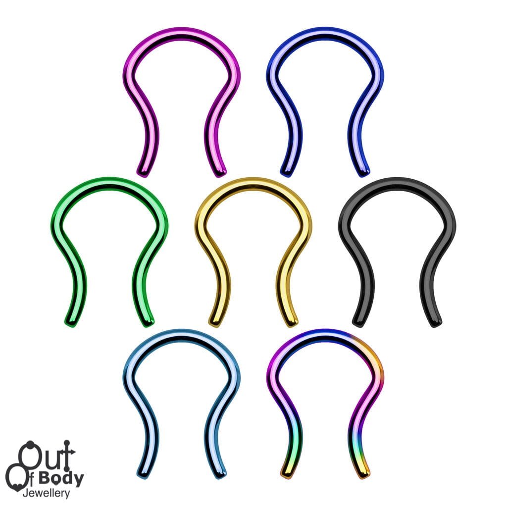 316L Surgical Steel Septum Ring U Shape Retainer In Titanium IP