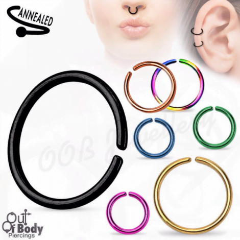Cartilage Ear/ Septum Hoop Ring With Titanium Colours