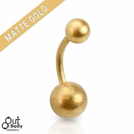 316L Surgical Steel Basic Belly Ring W/ Matte Gold Ion Plating