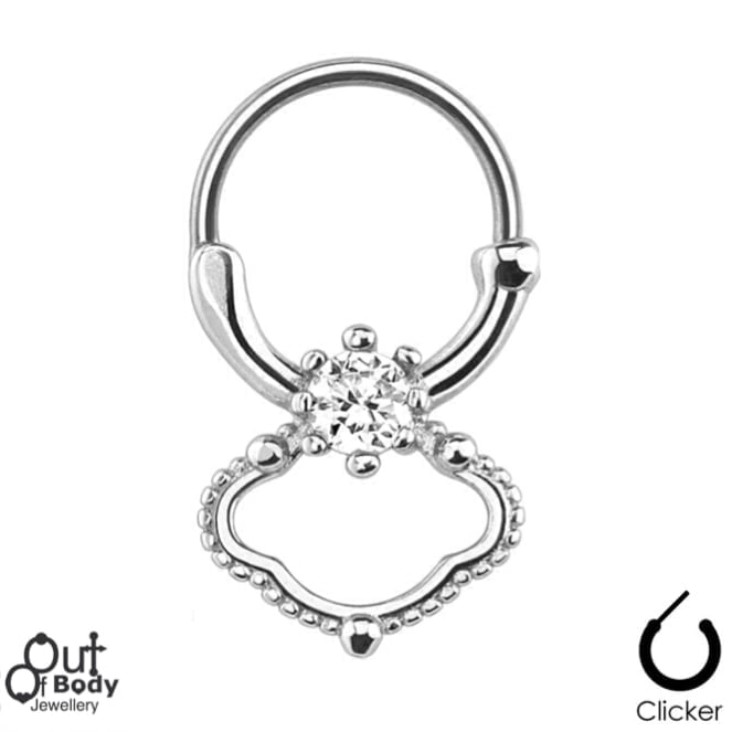 Septum Clicker Round Hinged Exotic CZ Nose Ring