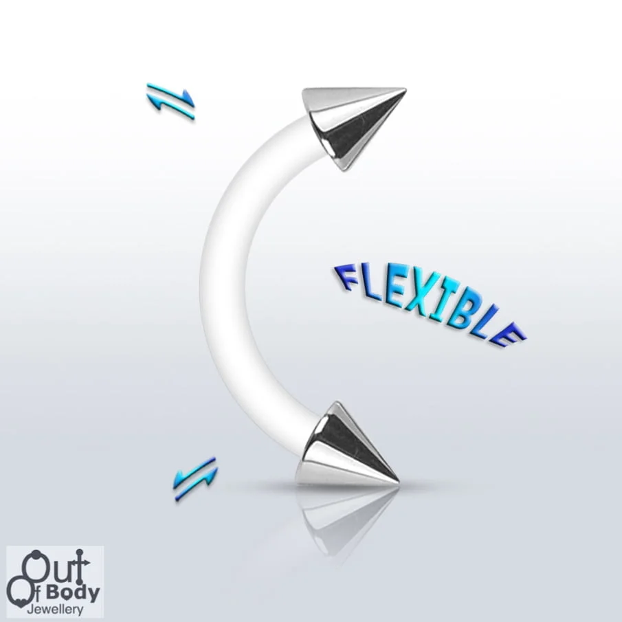 Cartilage Ear/ Eyebrow PTFE Flex Retainer 316L Steel Cone Ends