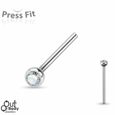 Fish Tail Bendable 316L Steel Nose Pin w/ Gem Ball