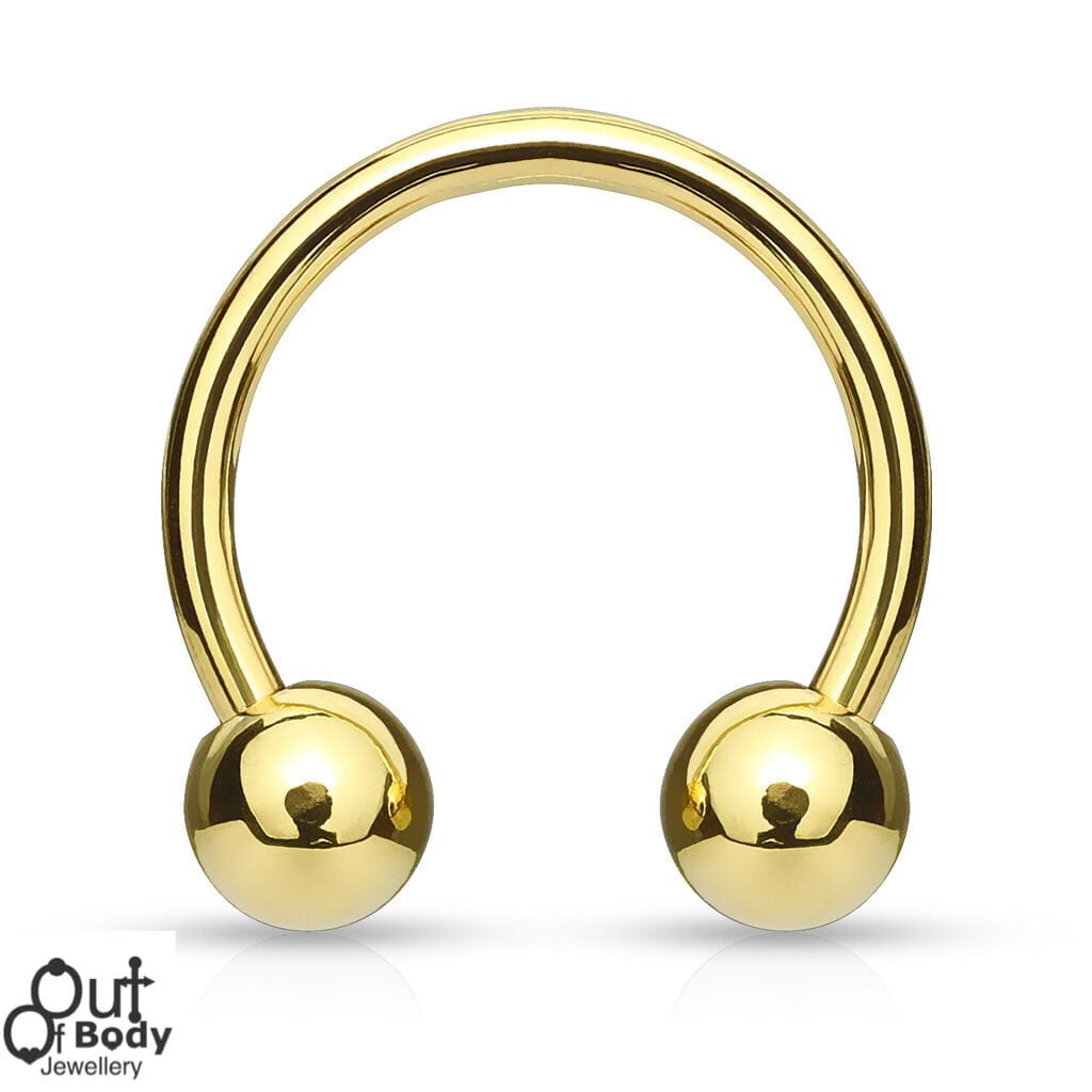 316L Steel Horseshoe/ Circular In IP Gold With Balls