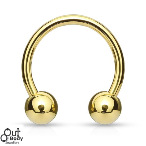 316L Steel Horseshoe/ Circular In IP Gold With Balls