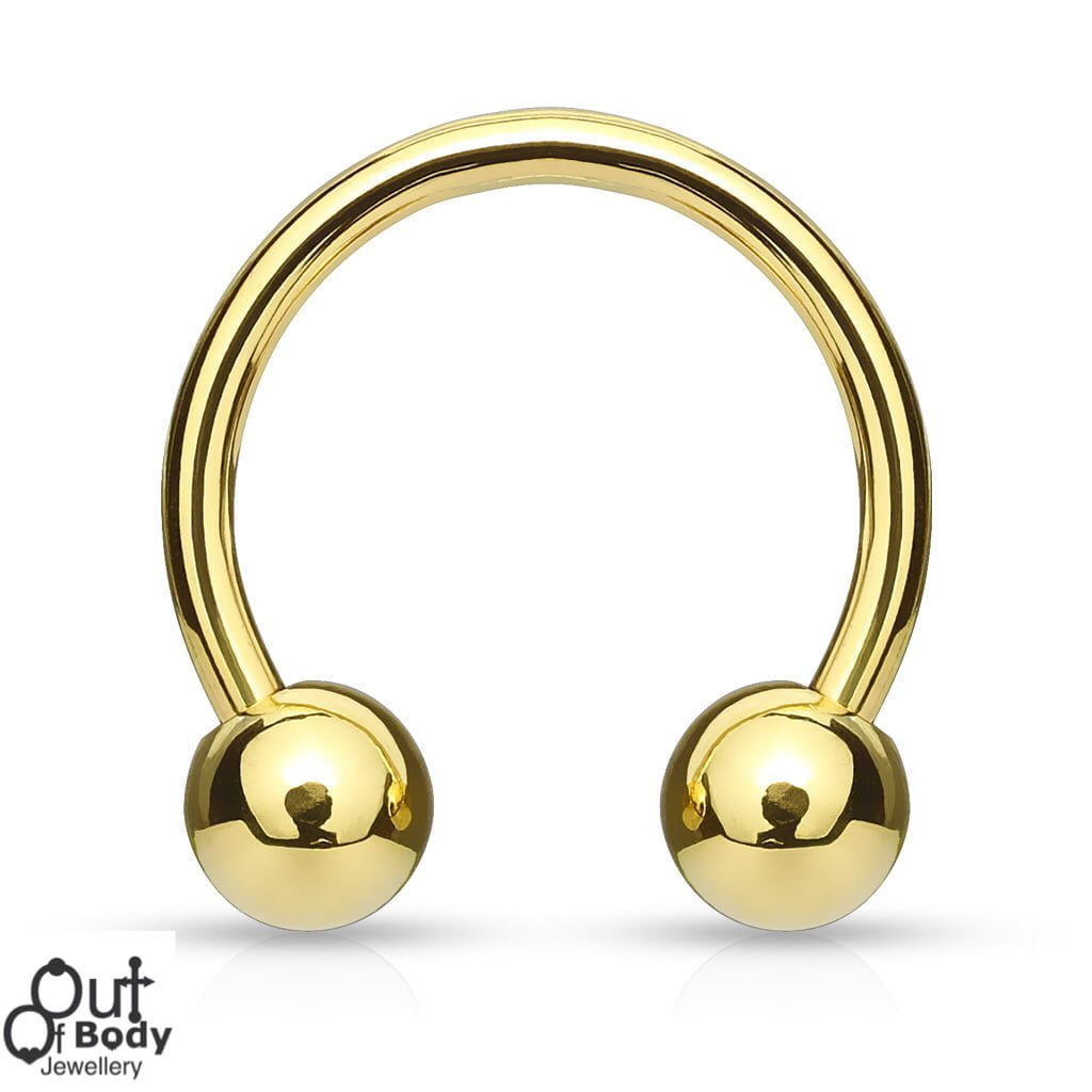 316L Steel Horseshoe/ Circular In IP Gold With Balls