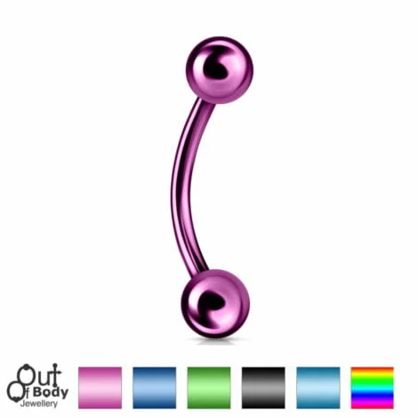 316L Steel Curved Barbell Rook Eyebrow In IP Titanium Colours