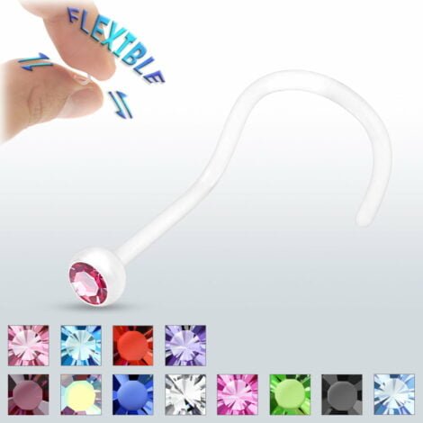 Clear Bioflex Nose Screws W/ Bezel Set Gems