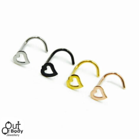 Curved Hollow Heart Nose Screw With Titanium Colours