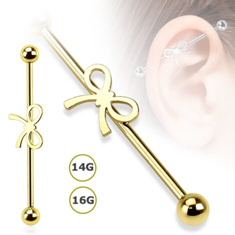 Ribbon Industrial Barbell Gold IP In 14G/ 16G Sizes