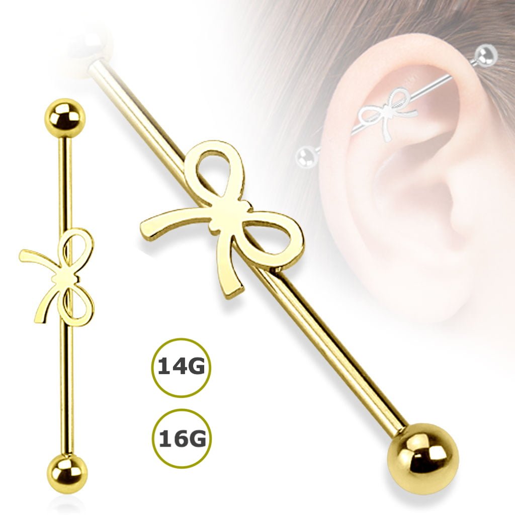 Ribbon Industrial Barbell Gold IP In 14G/ 16G Sizes