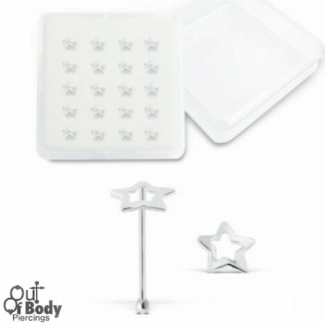 Sterling Silver/ .925 Hollow Star Nose Bone Stud