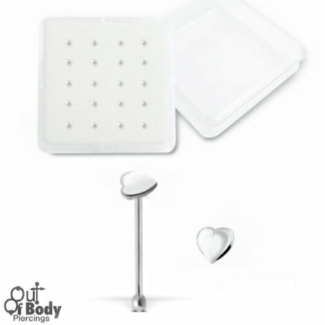 Sterling Silver/ .925 Flat Heart Top Nose Bone Stud
