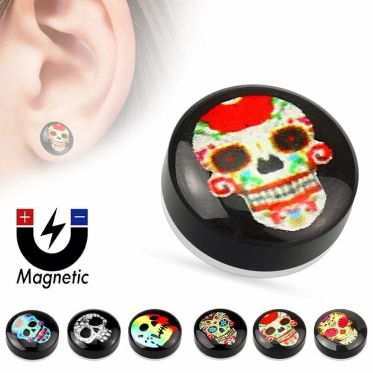 Fake Plug Magnetic Cheater W/ Epoxy Dome Top Skull Logo
