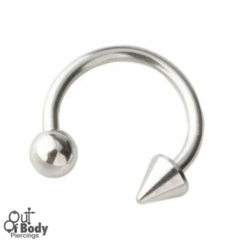 316L Steel Horseshoe/ Circular Barbell W/ Cone and Ball