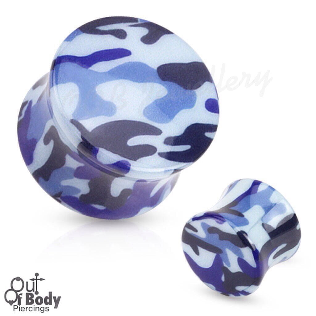 Acrylic Camouflage Print Blue Saddle Fit Plug