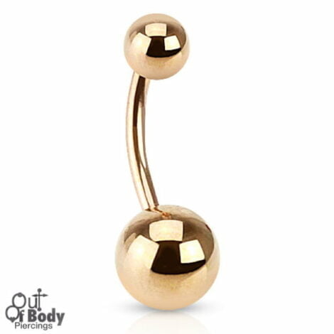 316L Surgical Steel Basic Belly Ring W/ Rose Gold Ion Plating