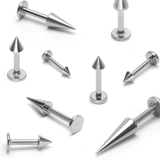 16G/ 14G Labret or Ear Studs w/ Flat Back In Cone Top