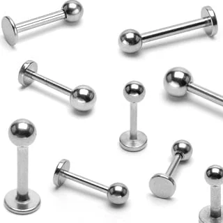 16G/ 14G Labret or Ear Studs w/ Flat Back In Ball Top