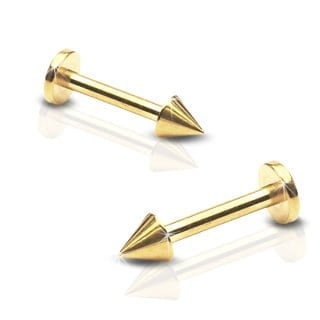 316L Steel W/ Ion Plated Gold Cone Labret/ Monroe