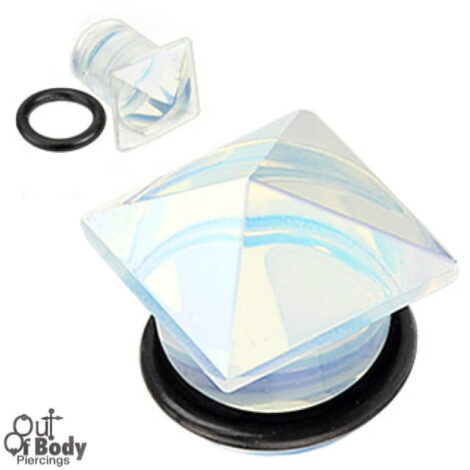 Organic Stone Pryamid Semi-Precious Opalite Plugs W/ O-Ring