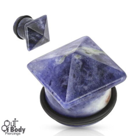Organic Stone Pryamid Semi-Precious Sodalite Plugs W/ O-Ring
