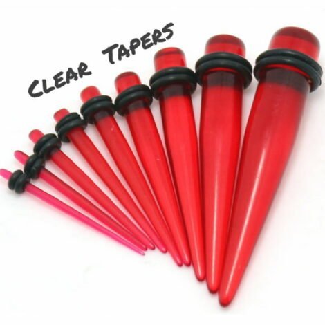 Acrylic Straight Clear Red Taper Pairs Or Stretcher Kit