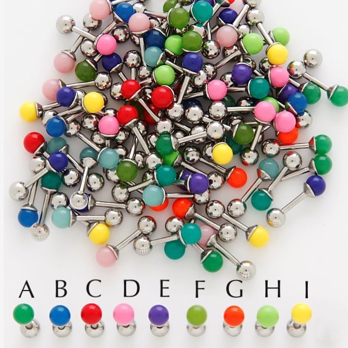 Cartilage/ Tragus 316L Steel Barbell W/ Round Precious Stone Top