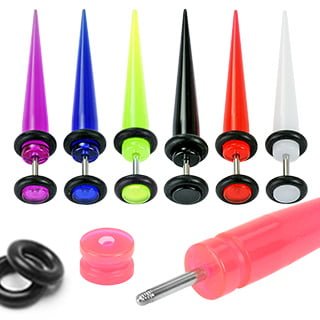 Acrylic Straight Fake Ear Taper W/ O- Rings In Mixed Sizes