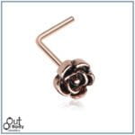 Mystical Rose Gold Vintage Rose L-Bend Nose Ring
