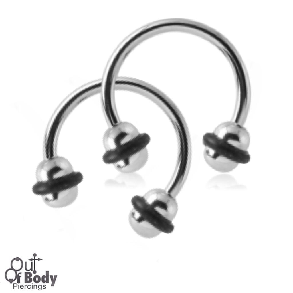 316L Steel Horseshoe/ Circular Barbell W/ UFO Balls