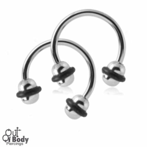 316L Steel Horseshoe/ Circular Barbell W/ UFO Balls