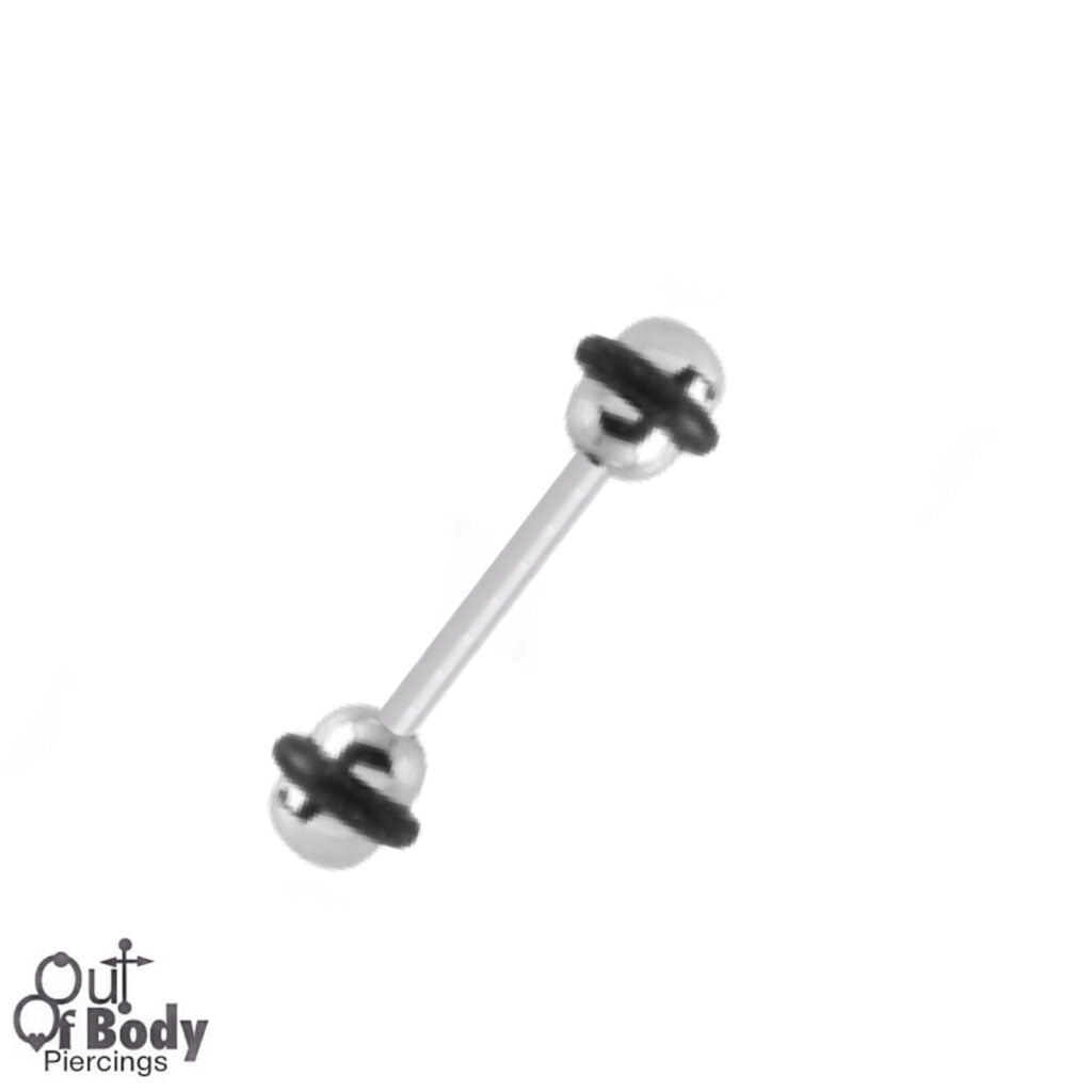 316L Surgical Steel Straight Tongue Barbell W/ UFO Balls