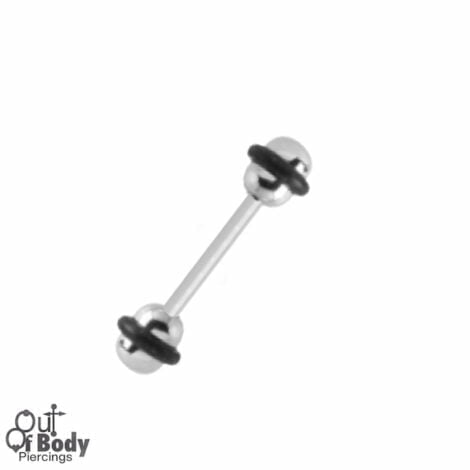316L Surgical Steel Straight Tongue Barbell W/ UFO Balls