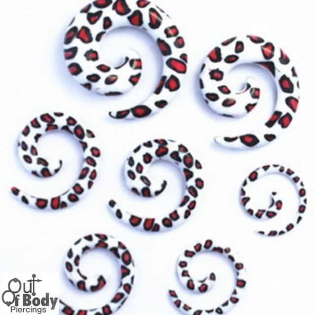 Acrylic Spiral Taper White W/ Leopard Print
