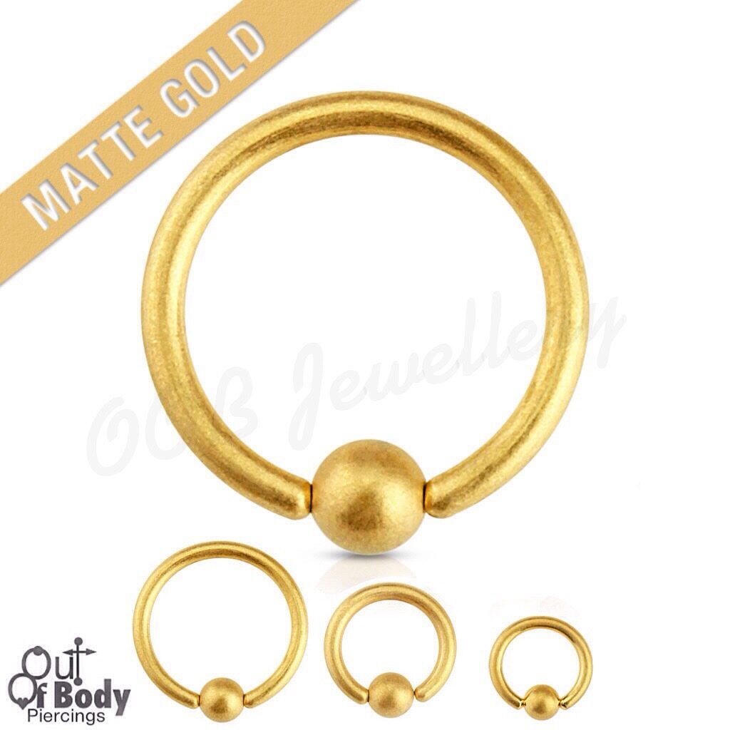 316L Steel Captive Bead Ring With IP Matte Gold Titanium