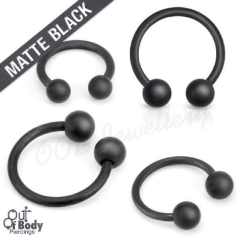 316L Steel Horseshoe Circular Barbell With IP Matte Black