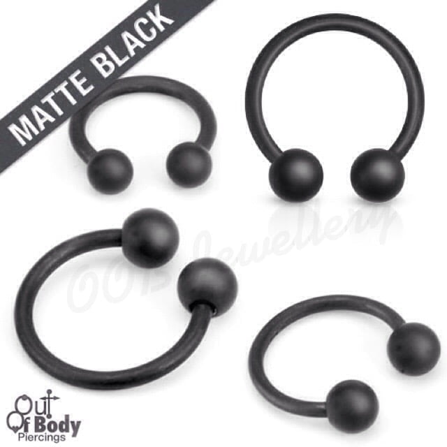 316L Steel Horseshoe Circular Barbell With IP Matte Black